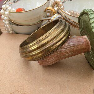 Vintage Brass Wide Chunky Bangle Bracelet, AS IS
